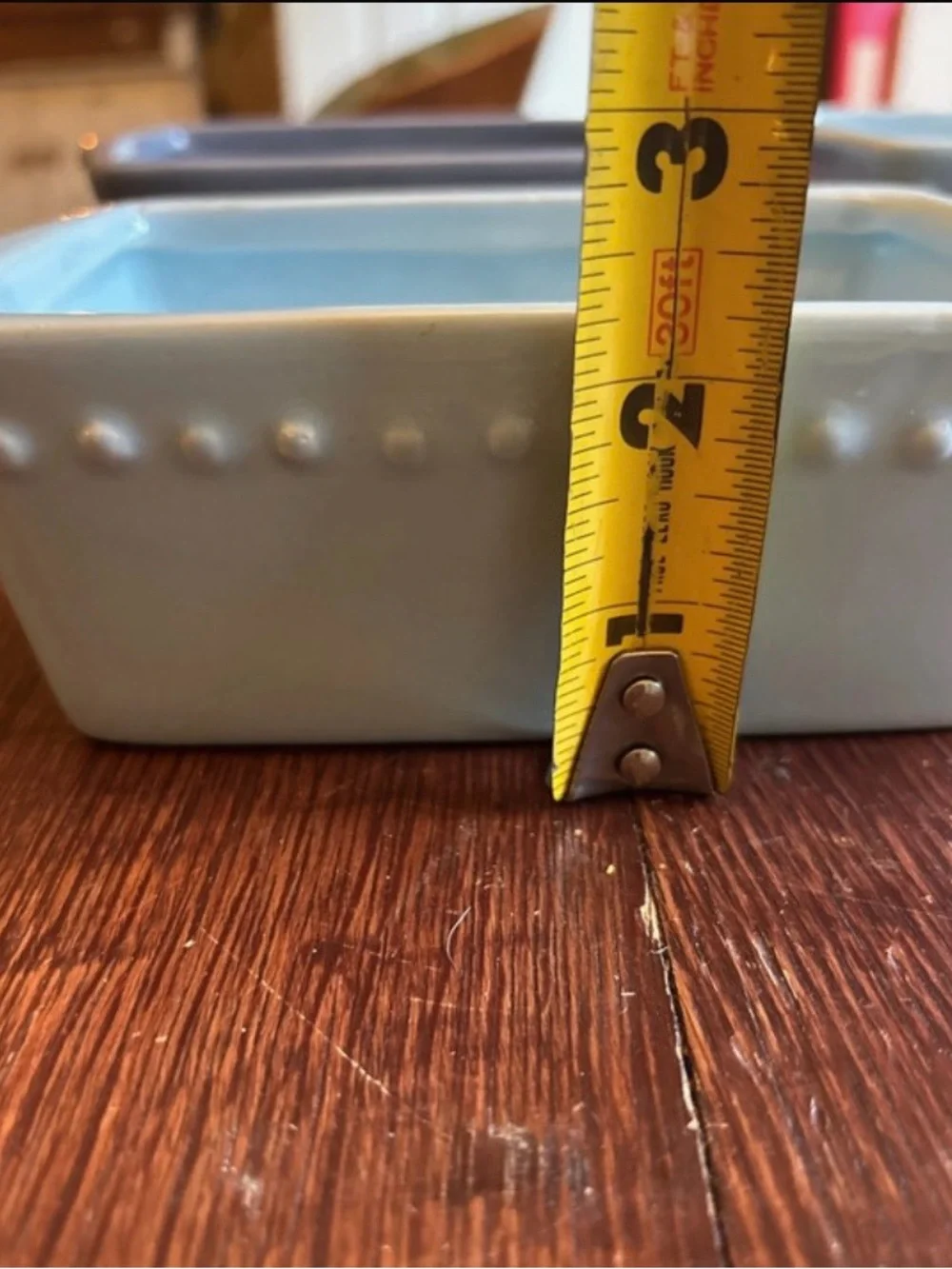 Source Unknown Light Blue Rectangular Stoneware Ramekins Set of 4